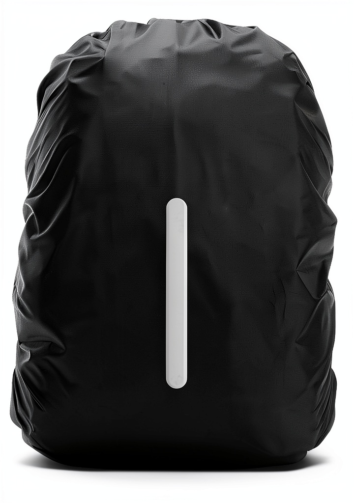 Backpack cover being applied on a hiking backpack